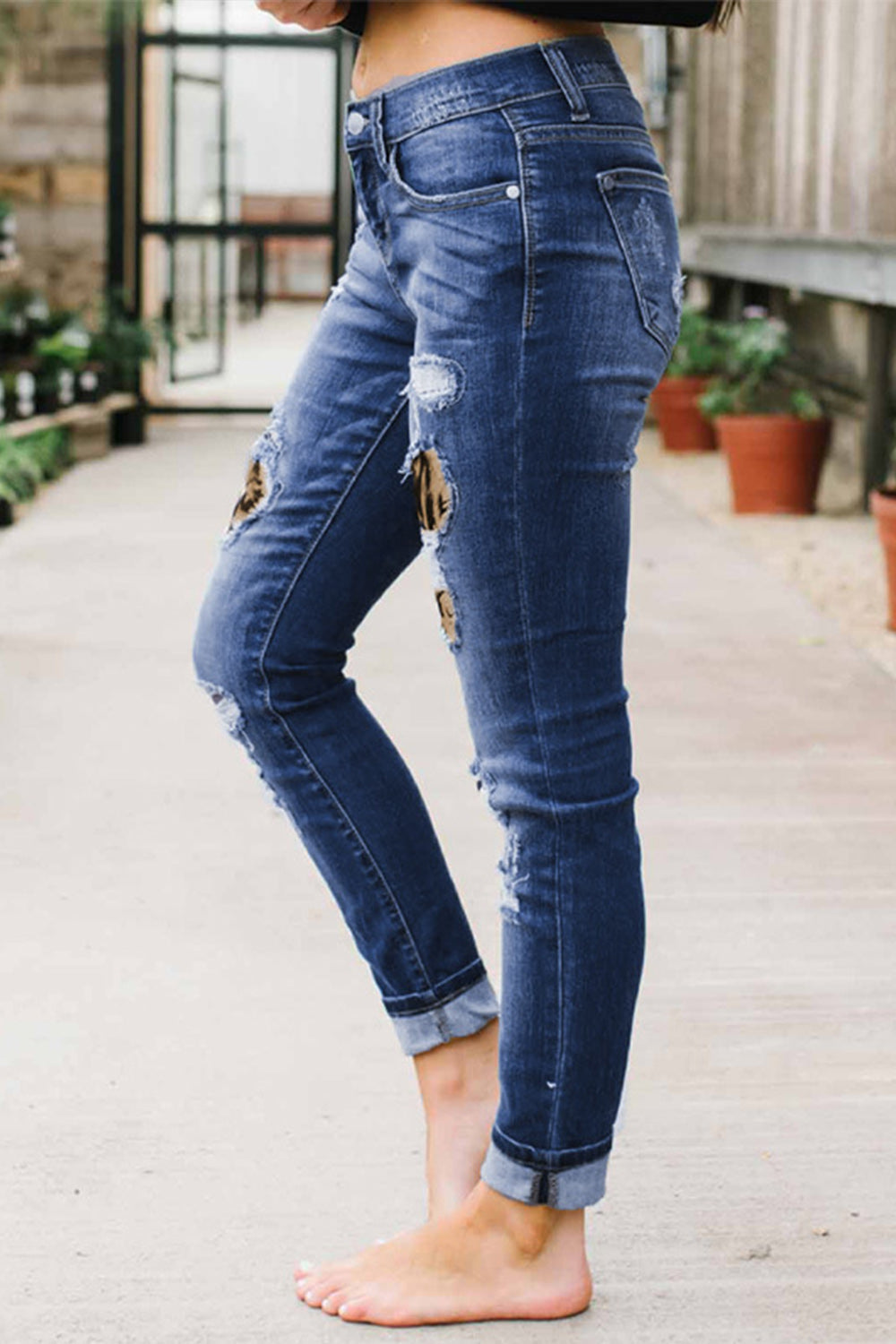 Jeans mit Leoparden-Print