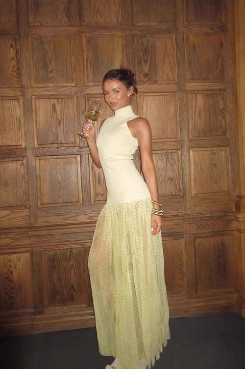 Ärmelloses Kleid mit Netzdetails