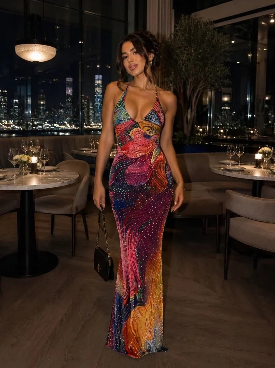 Esmeralda – Maxikleid mit Neckholder und offenem Rücken