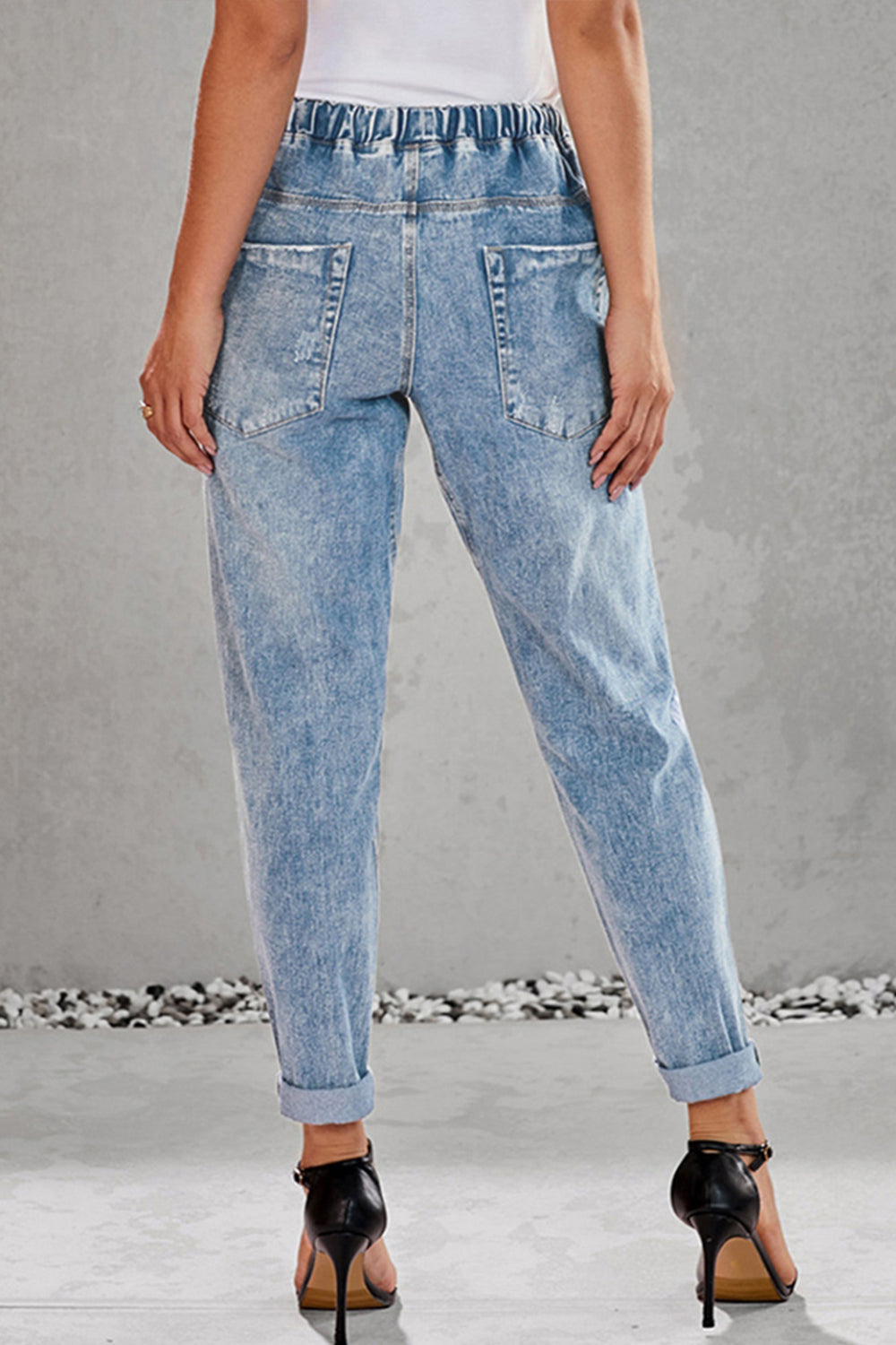 High-Waist Straight-Leg-Jeans mit Used-Look