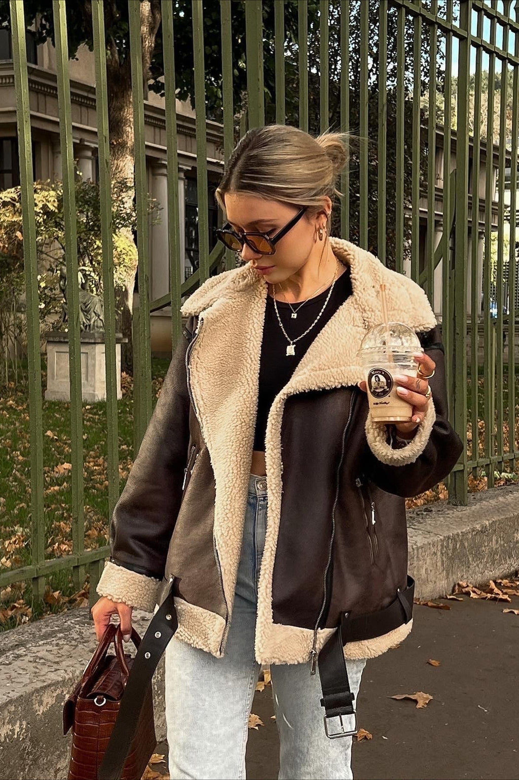 Jacke mit Reißverschluss in Braun