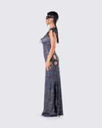 Damen Maxikleid mit Cut-outs und Bindebändern