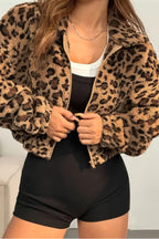 Mantel mit Reißverschluss und Leopardenmuster