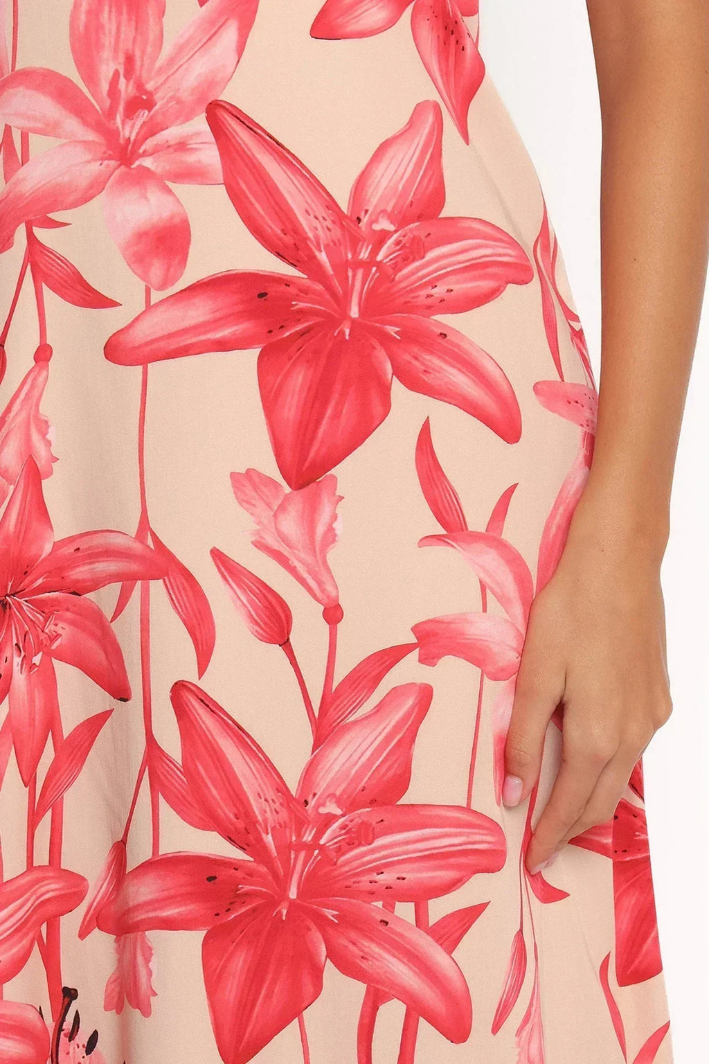 Lani – Schulterfreies Maxikleid mit A-Linien-Rock und Blumenmuster