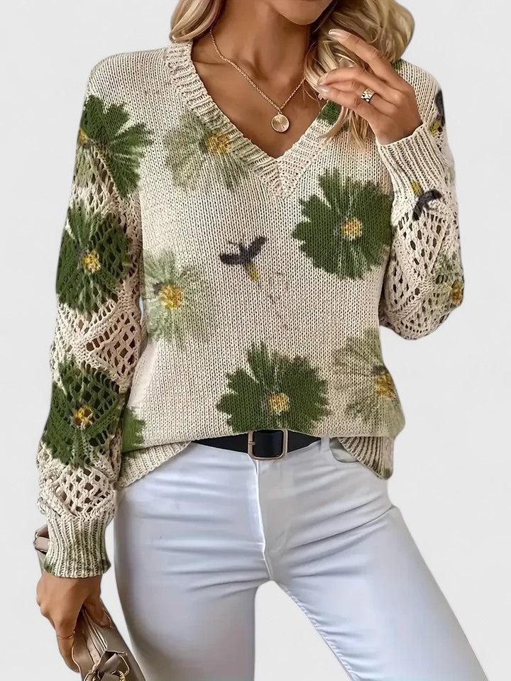 Lässiger Blumen-Pullover