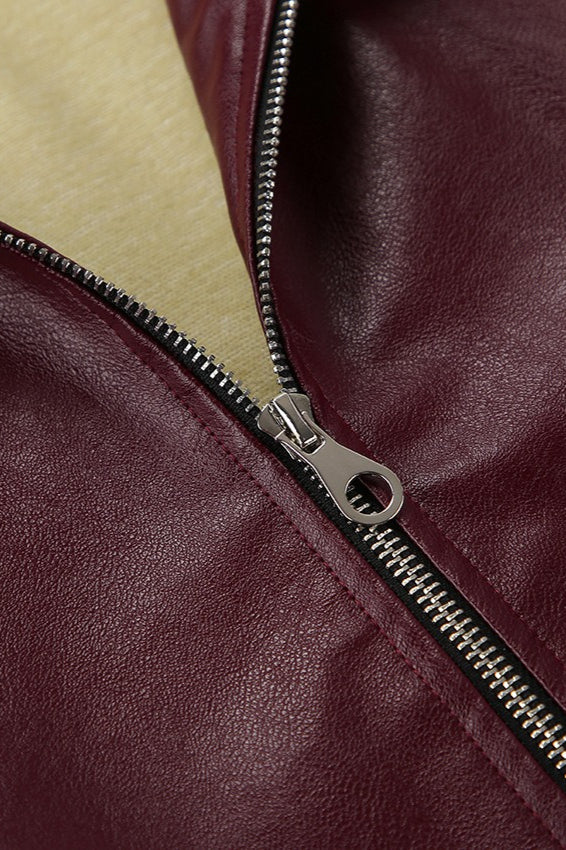 Jacke mit Leder in Bordeaux