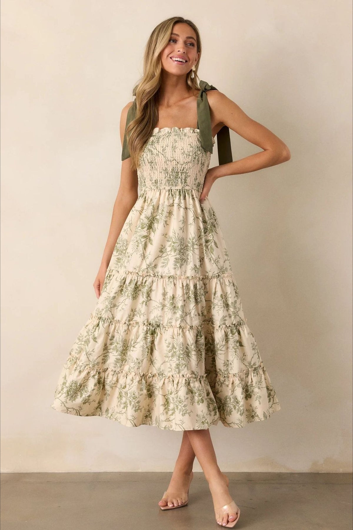 Maxikleid mit Blumenmuster in Grün