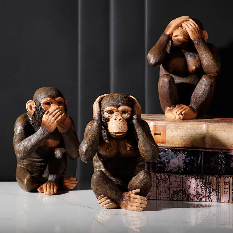 Affenskulpturen Set von 3 Skulpturen – Verspielt sowie realistisch für dein Interieur