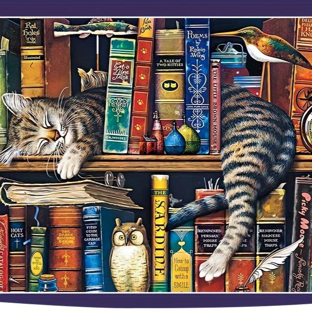 Katze auf Bücherregal Puzzle – Für Puzzleliebhaber sowie Katzenfreunde