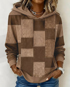 Schicker Langarm-Karierten Kapuzenpullover