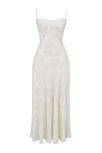 Damen Maxikleid mit Blumenapplikationen und Spaghettiträgern