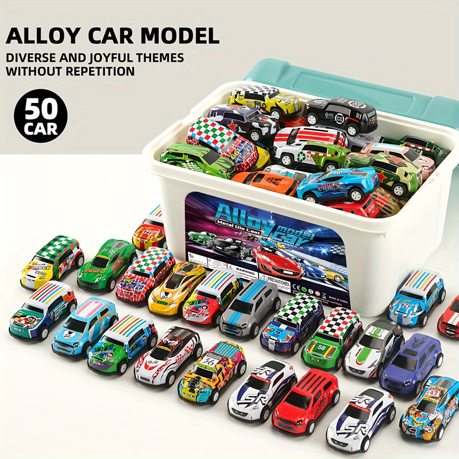 Dynamisches Spielzeug-Auto-Set mit 50 Autos sowie Aufbewahrungsbox – Perfektes Geschenk für Kinder