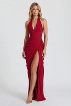 Minette – Spitzen-Maxikleid mit Neckholder und Beinschlitz