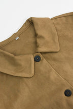 Jacke mit Reverskragen und Wildleder in Khaki