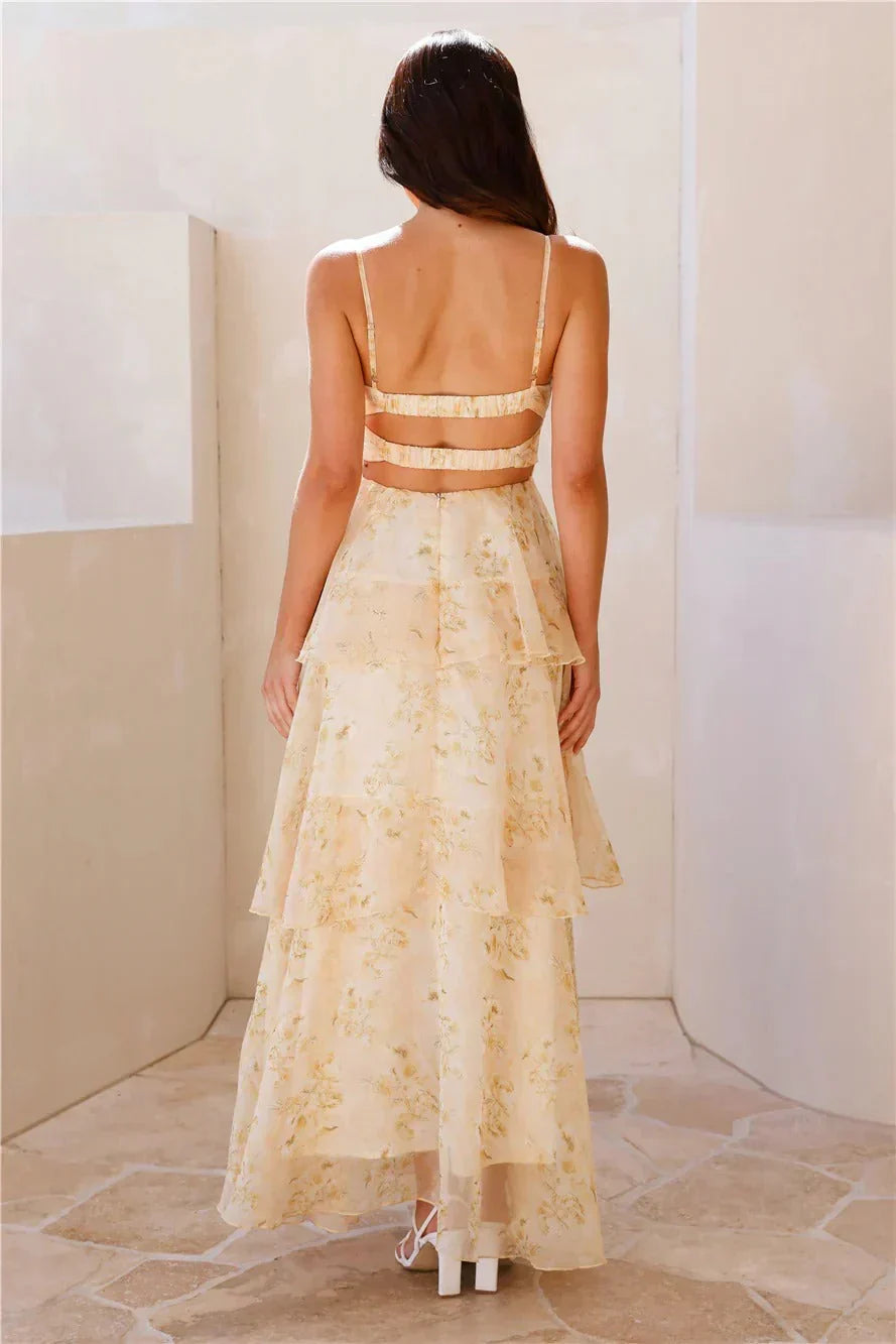 Sun – Maxikleid mit Volants und Falten