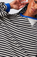 Damen übergroß Gestreifter Pullover mit langen Ärmeln