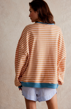 Damen übergroß Gestreifter Pullover mit langen Ärmeln