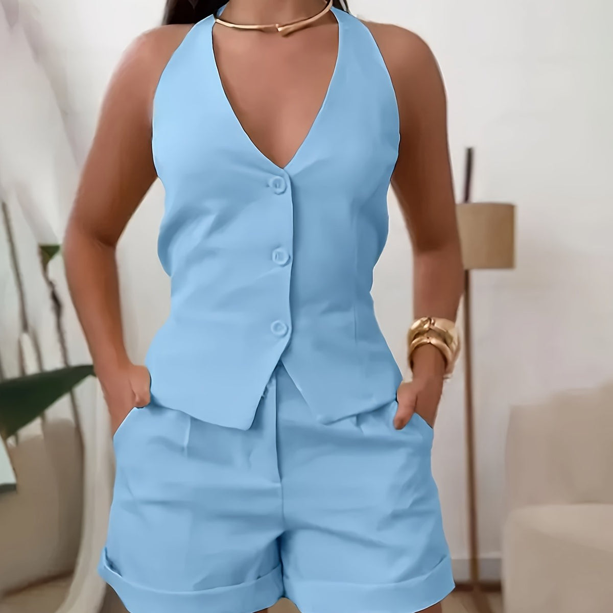 Sommerliches Hellgelbes Set – Weiblich, Frisch sowie Bequem