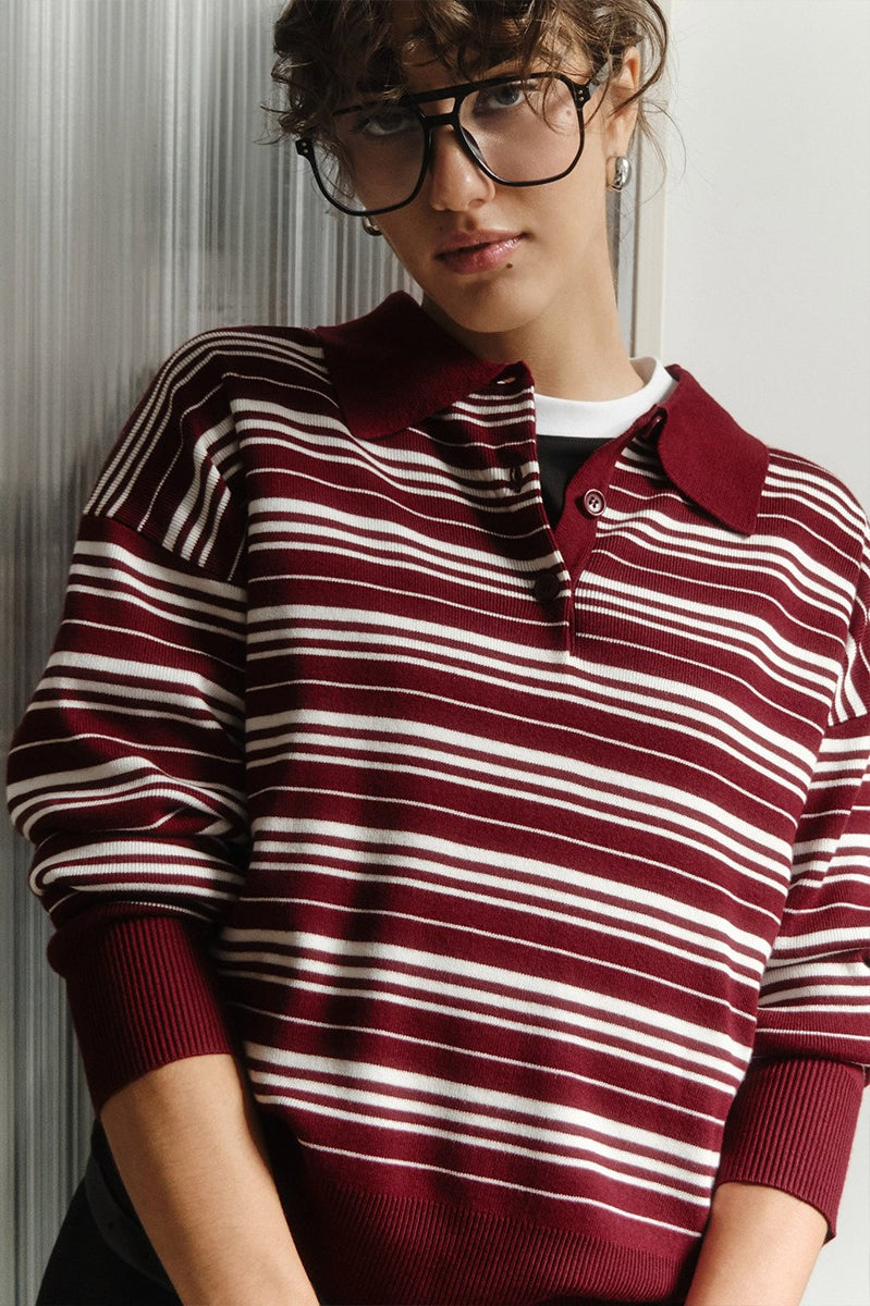Pullover mit Streifenmuster und Strickstruktur