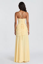 Flowing – Wickel-Maxikleid mit Korsett-Schnürung