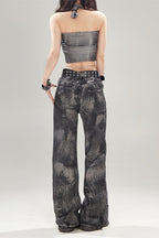 Jeans mit hoher Taille und Denim in Schwarz