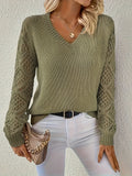 Stilvoller Langarm-V-Ausschnitt-Pullover