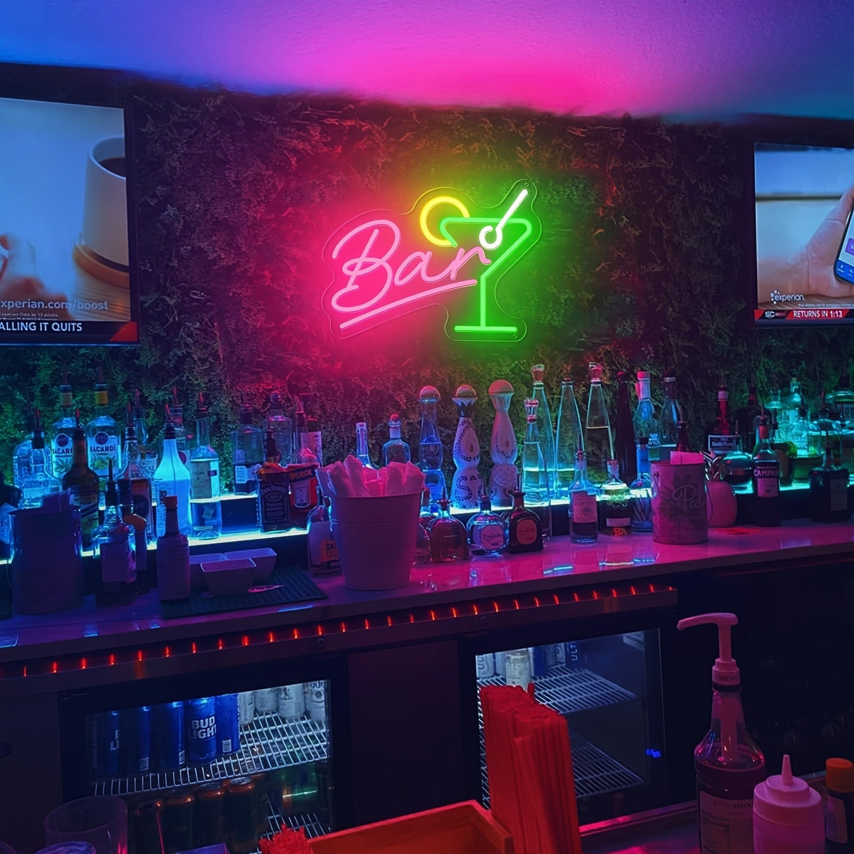 Dimmbares LED Neon Bar-Schild – USB-betrieben inklusive Dimmer