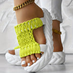 Bequeme Damen Sandalen mit Geflochtenem Obermaterial sowie Plattformsohle