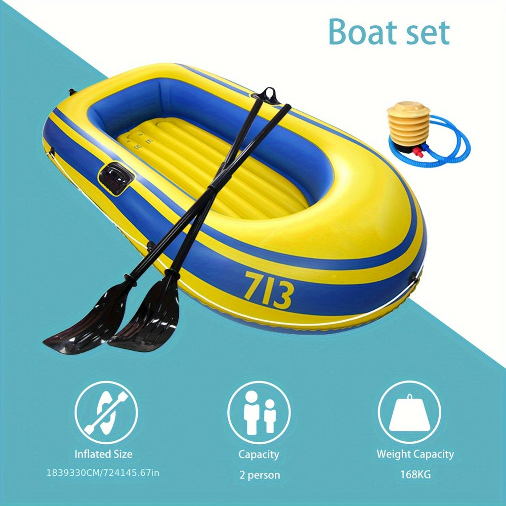 Aufblasbares Angelboot-Set – Leichtes 2-Personen PVC-Boot inklusive Paddeln