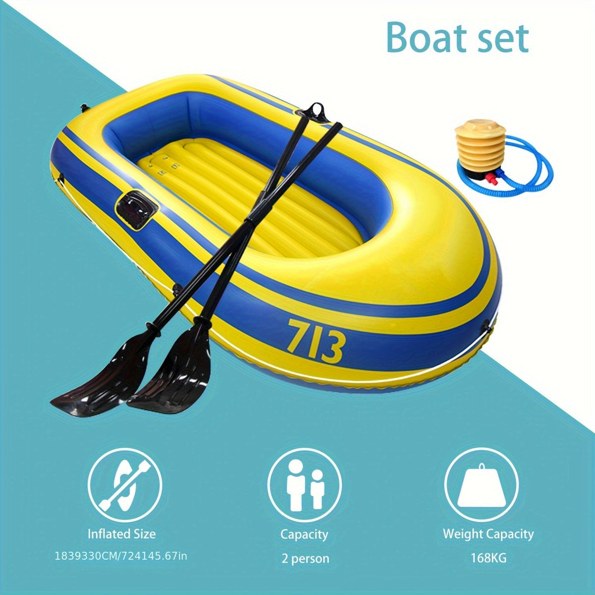 Aufblasbares Angelboot-Set – Leichtes 2-Personen PVC-Boot inklusive Paddeln