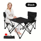 Klappbarer Outdoor Tisch- sowie Stuhlset – Tragbar für Camping & BBQ