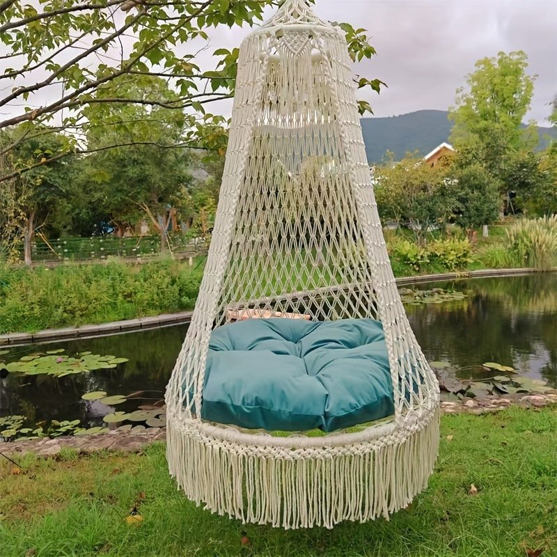 BohoSwing Handgewebter Hängesessel – Entspannte Boho-Vibes