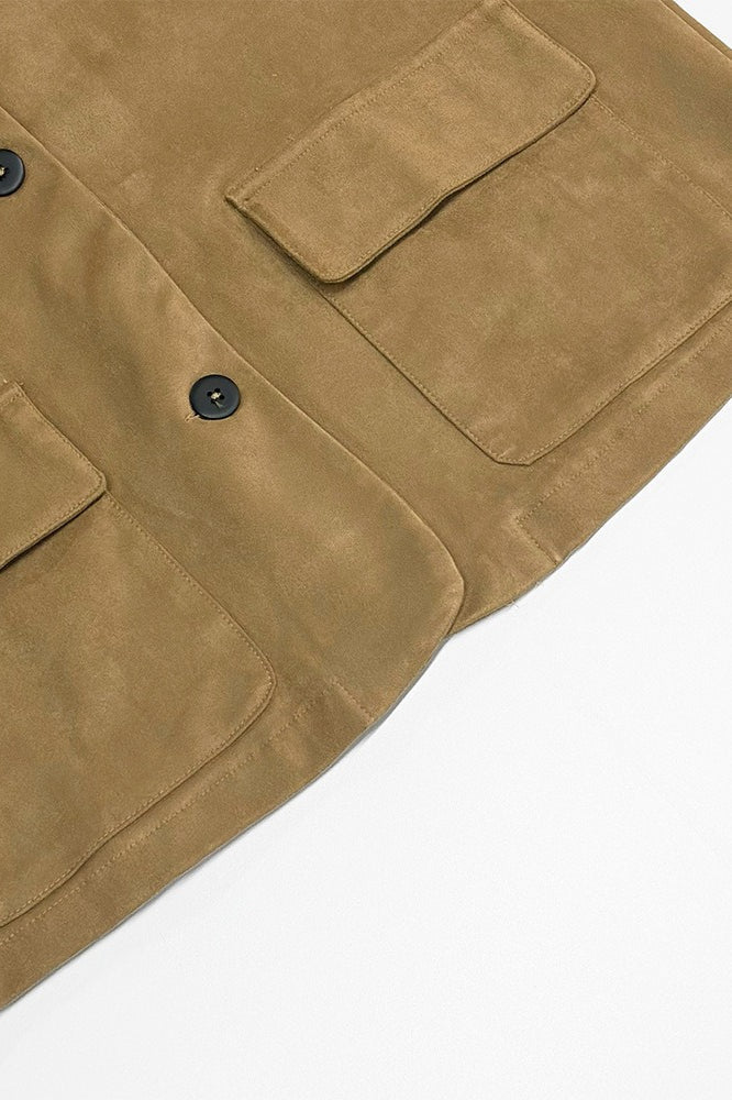 Jacke mit Reverskragen und Wildleder in Khaki