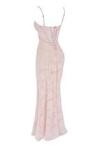 Damen Maxikleid mit Blumenapplikationen und Spaghettiträgern