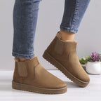 Stiefeletten gefüttert mit flachem Absatz – Beige