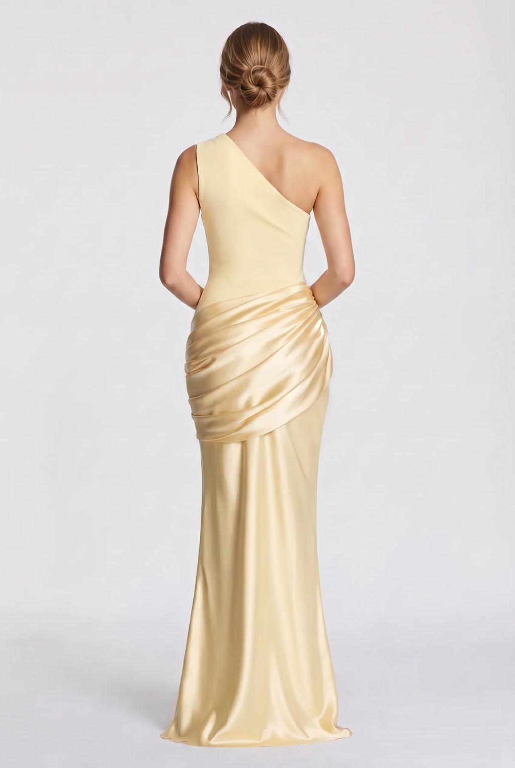 Damen One-Shoulder-Maxikleid mit Satin-Drapierung