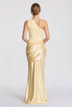 Damen One-Shoulder-Maxikleid mit Satin-Drapierung