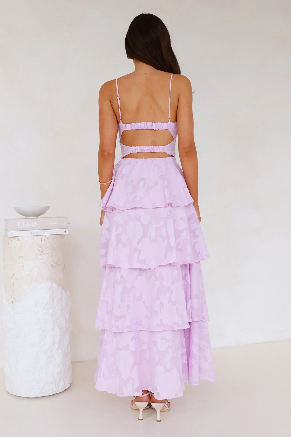 Maxikleid mit Rüschen und Volants