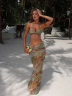 Damen Zweiteiler mit Maxirock und Schmuckdetails