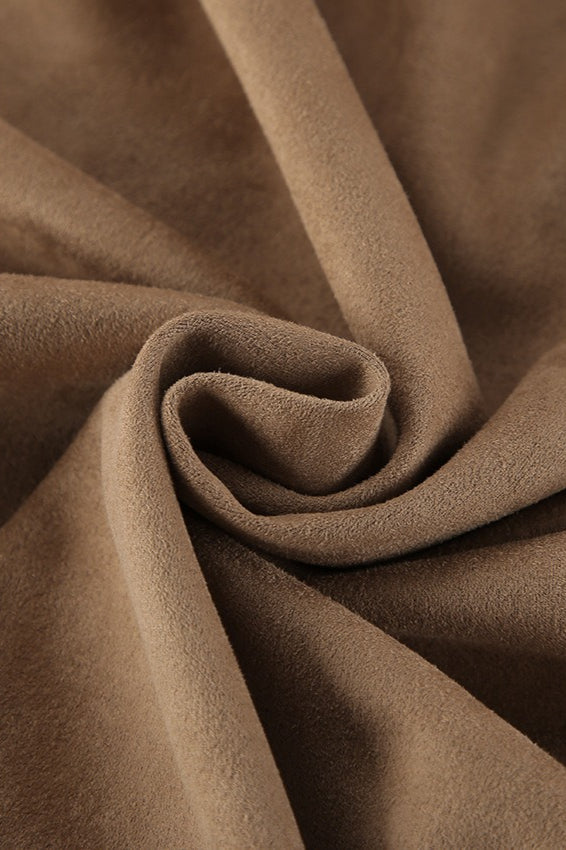 Jacke mit Wildleder in Khaki mit Reverskragen