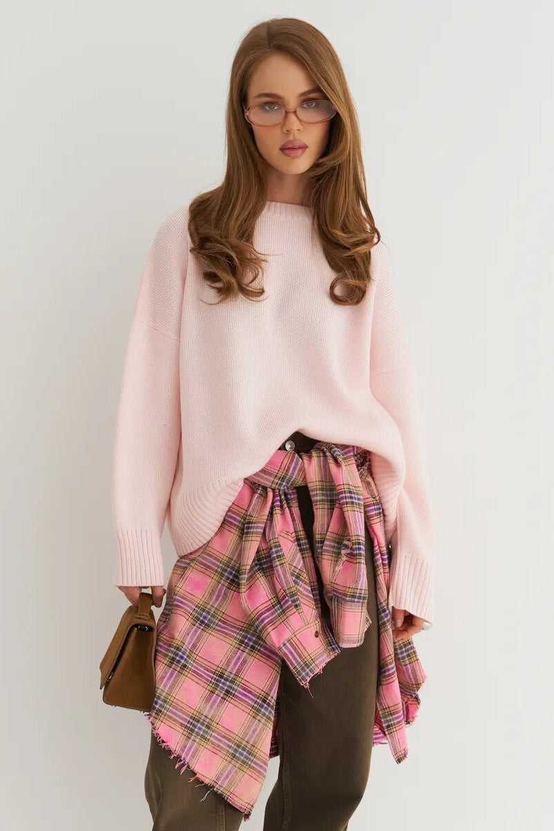 Locker geschnittener Pullover mit Strickstruktur in Weiß