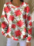 Damen Pullover mit floralem Muster und Rundhalsausschnitt