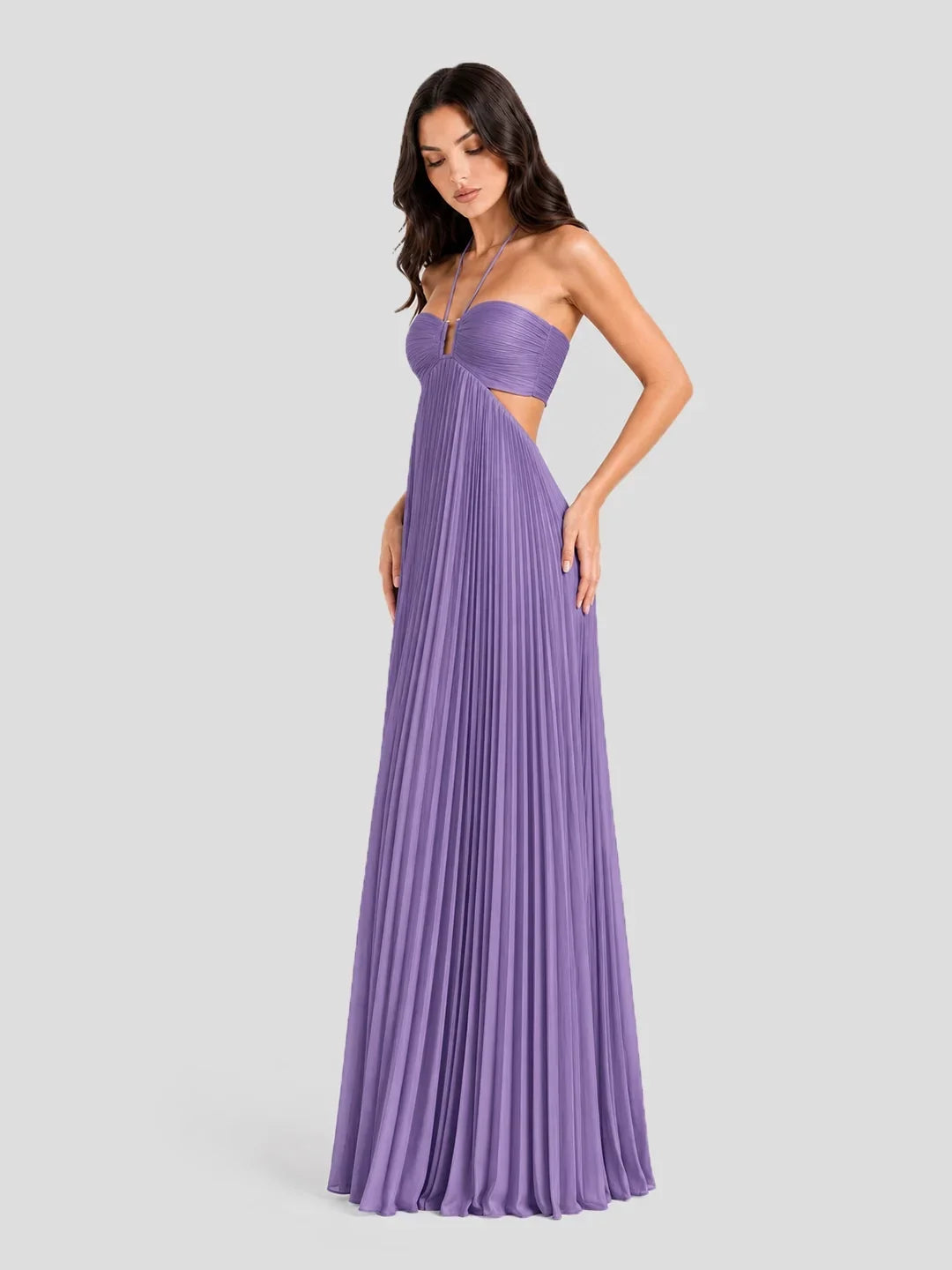 Maxikleid mit V-Ausschnitt und Neckholder