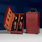 Klassischer 2-Flaschen-Weinträger inklusive Zubehör – Tragbare Geschenkbox