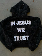 Hoodie mit Reißverschluss und Grafikdruck in Schwarz