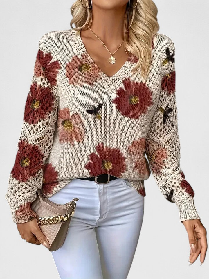 Lässiger Blumen-Pullover