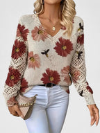 Lässiger Blumen-Pullover