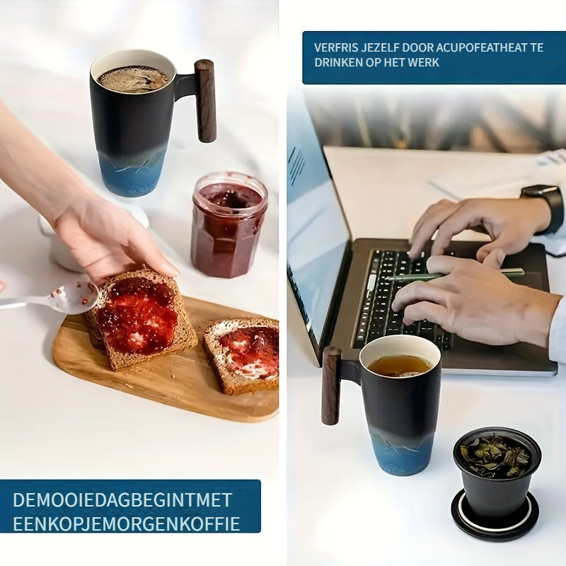 Handgefertigte Keramische Teetasse mit Sieb – Authentisches Design sowie Praktische Nutzung