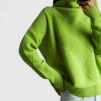 Damen Rollkragenpullover mit geometrischem Strickmuster