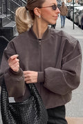 Bomberjacke mit Stehkragen und Wildleder